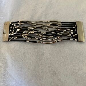 Statement Wide multi Layered Bracelet in Stainless Steel